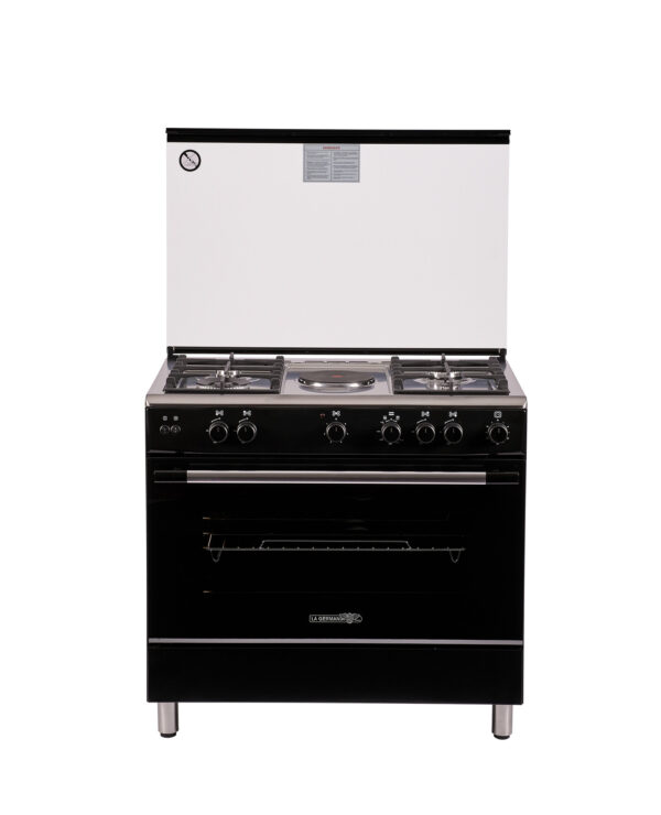 90x60cm 4 Gas Burner 1 Elect. Hotplate, Gas Thermostat Oven/Grill, Stainless Top CGFC04131BTR